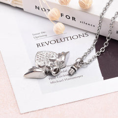 Angel Wings and Rhinestones Heart Cremation Urn Necklace