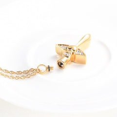 Angel Wings Cross & Heart with Rhinestones Cremation Urn Necklace