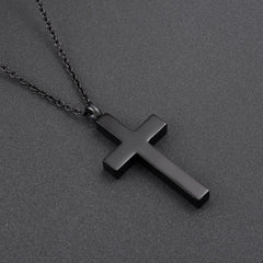 Black Classic Design Cross Cremation Urn Necklace With Rhinestone