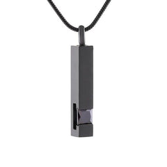 Black Cremation Urn Necklace Column With Gemstone