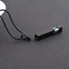 Black Cremation Urn Necklace Column With Gemstone