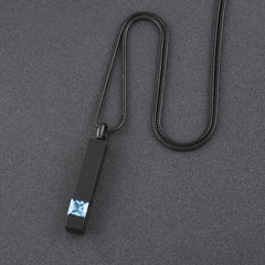 Black Cremation Urn Necklace Column With Gemstone