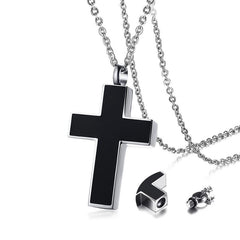 Black Cross Cremation Urn Necklace