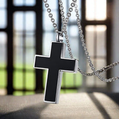 Black Cross Cremation Urn Necklace