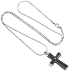 Black Cross With Gemstone Cremation Urn Necklace