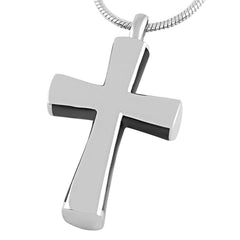 Black Cross With Gemstone Cremation Urn Necklace