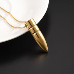 Bullet Shaped Cremation Urn Necklace