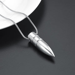 Bullet Shaped Cremation Urn Necklace