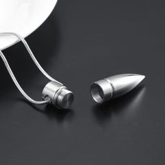Bullet Shaped Cremation Urn Necklace