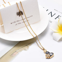 Butterfly & Heart Cremation Urn Necklace With Rhinestones