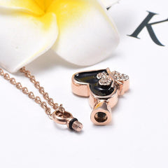 Butterfly & Heart Cremation Urn Necklace With Rhinestones