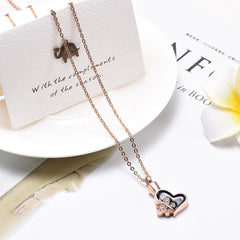 Butterfly & Heart Cremation Urn Necklace With Rhinestones