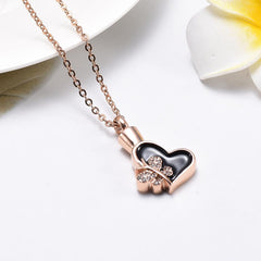 Butterfly & Heart Cremation Urn Necklace With Rhinestones