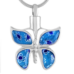 Butterfly Murano Glass Cremation Urn Necklace
