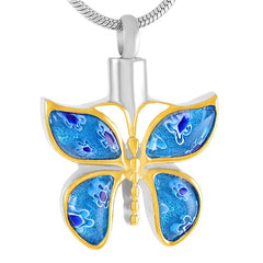 Butterfly Murano Glass Cremation Urn Necklace