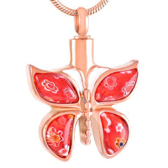 Butterfly Murano Glass Cremation Urn Necklace