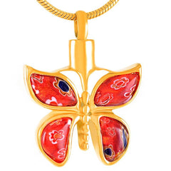 Butterfly Murano Glass Cremation Urn Necklace
