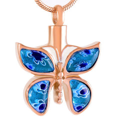 Butterfly Murano Glass Cremation Urn Necklace