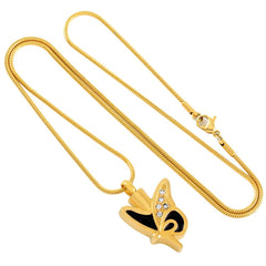 Butterfly Shaped Cremation Urn Necklace With Rhinestones