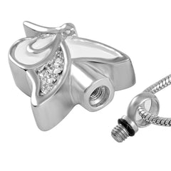 Butterfly Shaped Cremation Urn Necklace With Rhinestones