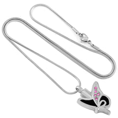 Butterfly Shaped Cremation Urn Necklace With Rhinestones