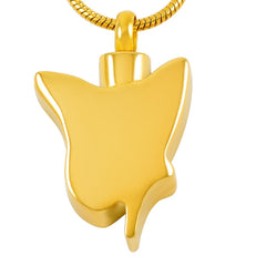 Butterfly Shaped Cremation Urn Necklace With Rhinestones