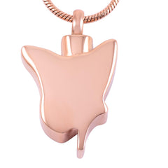 Butterfly Shaped Cremation Urn Necklace With Rhinestones