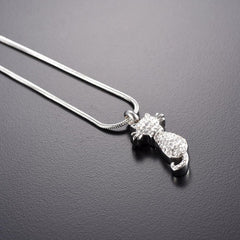 Cat Cremation Urn Necklace With Rhinestones