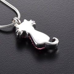 Cat Cremation Urn Necklace With Rhinestones