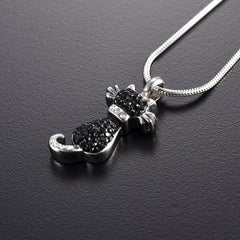 Cat Cremation Urn Necklace With Rhinestones