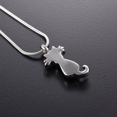Cat Cremation Urn Necklace With Rhinestones