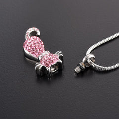 Cat Cremation Urn Necklace With Rhinestones