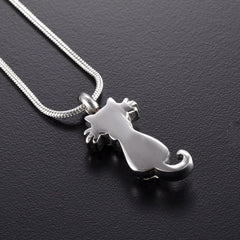 Cat Cremation Urn Necklace With Rhinestones