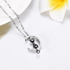 Cat & Crescent Moon Cremation Urn Necklace