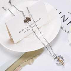 Cat & Crescent Moon Cremation Urn Necklace