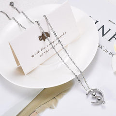 Cat & Crescent Moon Cremation Urn Necklace