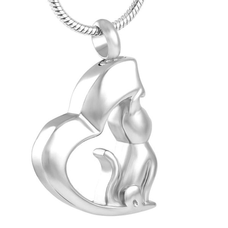 Cat In Heart Cremation Urn Necklace