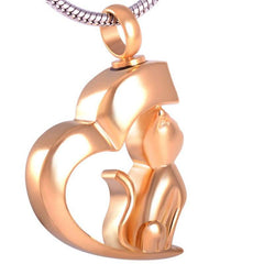 Cat In Heart Cremation Urn Necklace