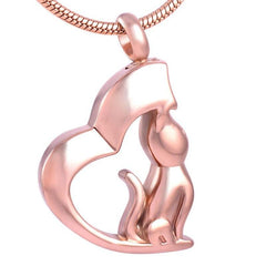 Cat In Heart Cremation Urn Necklace