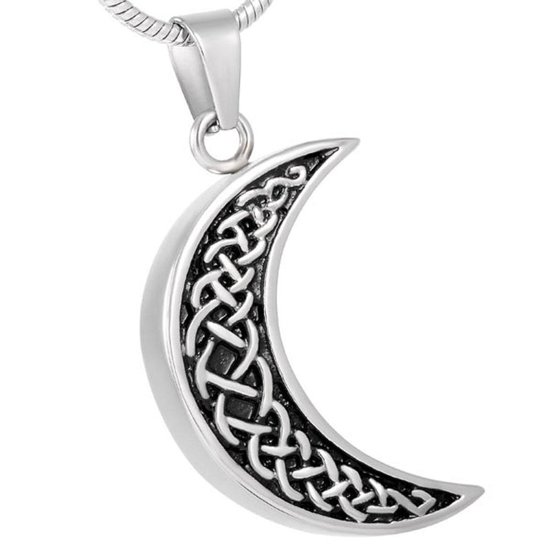 Celtic Crescent Moon Cremation Urn Necklace