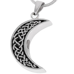 Celtic Crescent Moon Cremation Urn Necklace