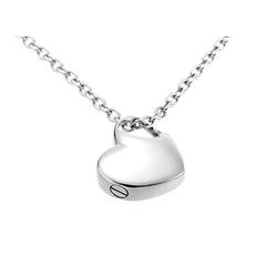 Classic Style Silver Heart Shaped Cremation Necklace