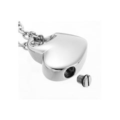 Classic Style Silver Heart Shaped Cremation Necklace