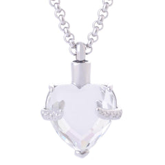 Clear Heart Shaped Crystal Necklace