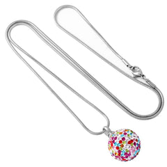 Colorful Crystal Ball Cremation Urn Necklace With Rhinestones