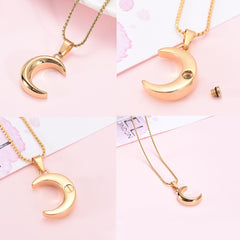 Crescent Moon Cremation Urn Necklace