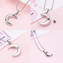 Crescent Moon Cremation Urn Necklace