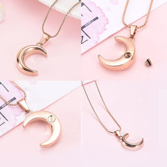 Crescent Moon Cremation Urn Necklace