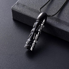 Cross Cylinder Cremation Urn Necklace