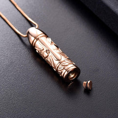 Cross Cylinder Cremation Urn Necklace